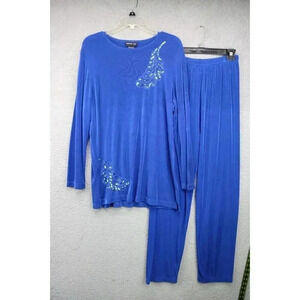 Morgan Cole Women's Cobalt Pant Suit-Medium-Liquid Knit-Sequins